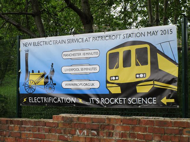 Electric Trains Banner at PATricroft station